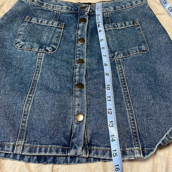 BDG Button Front Mini Denim Skirt Small Dark Blue Swing A-Line Pockets - Picture 11 of 11